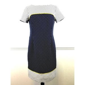 Jones New York Sheath Dress Navy White Polka Dots